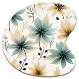 Teal & Beige Elegant Floral Pattern - Asymmetric Metal Wall Art