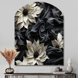 White And Grey Symphony Of Petal Gardens - Asymmetric Metal Wall Art