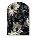 White And Grey Symphony Of Petal Gardens - Asymmetric Metal Wall Art