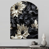 White And Grey Symphony Of Petal Gardens - Asymmetric Metal Wall Art