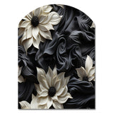 White And Grey Symphony Of Petal Gardens - Asymmetric Metal Wall Art