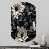 White And Grey Symphony Of Petal Gardens - Asymmetric Metal Wall Art