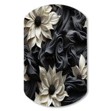 White And Grey Symphony Of Petal Gardens - Asymmetric Metal Wall Art