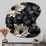 White And Grey Symphony Of Petal Gardens - Asymmetric Metal Wall Art