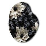 White And Grey Symphony Of Petal Gardens - Asymmetric Metal Wall Art