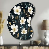 Mystic White And Teal Splendor Gardens - Asymmetric Metal Wall Art