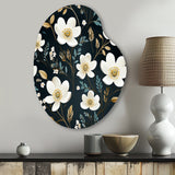 Mystic White And Teal Splendor Gardens - Asymmetric Metal Wall Art