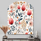 Rustic Pink Garden Charm Floral Pattern - Asymmetric Metal Wall Art