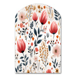 Rustic Pink Garden Charm Floral Pattern - Asymmetric Metal Wall Art