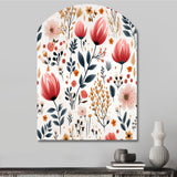 Rustic Pink Garden Charm Floral Pattern - Asymmetric Metal Wall Art