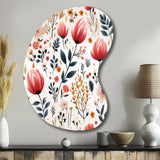 Rustic Pink Garden Charm Floral Pattern - Asymmetric Metal Wall Art