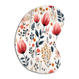 Rustic Pink Garden Charm Floral Pattern - Asymmetric Metal Wall Art