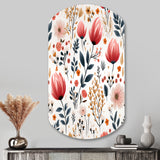 Rustic Pink Garden Charm Floral Pattern - Asymmetric Metal Wall Art