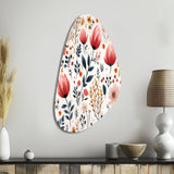 Rustic Pink Garden Charm Floral Pattern - Asymmetric Metal Wall Art