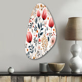 Rustic Pink Garden Charm Floral Pattern - Asymmetric Metal Wall Art