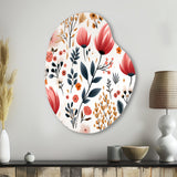 Rustic Pink Garden Charm Floral Pattern - Asymmetric Metal Wall Art