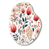 Rustic Pink Garden Charm Floral Pattern - Asymmetric Metal Wall Art