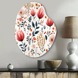 Rustic Pink Garden Charm Floral Pattern - Asymmetric Metal Wall Art