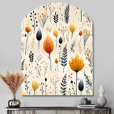 Nordic  Ivory And Beige Floral Charm - Asymmetric Metal Wall Art