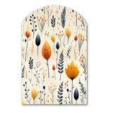 Nordic  Ivory And Beige Floral Charm - Asymmetric Metal Wall Art