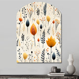 Nordic  Ivory And Beige Floral Charm - Asymmetric Metal Wall Art