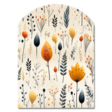 Nordic  Ivory And Beige Floral Charm - Asymmetric Metal Wall Art