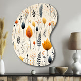 Nordic  Ivory And Beige Floral Charm - Asymmetric Metal Wall Art