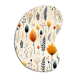 Nordic  Ivory And Beige Floral Charm - Asymmetric Metal Wall Art