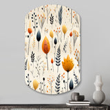 Nordic  Ivory And Beige Floral Charm - Asymmetric Metal Wall Art