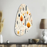 Nordic  Ivory And Beige Floral Charm - Asymmetric Metal Wall Art