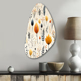 Nordic  Ivory And Beige Floral Charm - Asymmetric Metal Wall Art