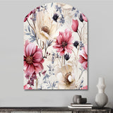 Pink And Beige Wildflower Paradise - Asymmetric Metal Wall Art