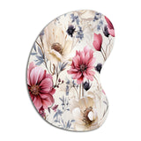 Pink And Beige Wildflower Paradise - Asymmetric Metal Wall Art