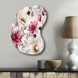 Pink And Beige Wildflower Paradise - Asymmetric Metal Wall Art