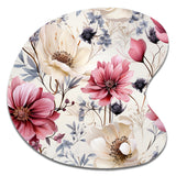 Pink And Beige Wildflower Paradise - Asymmetric Metal Wall Art