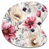 Pink And Beige Wildflower Paradise - Asymmetric Metal Wall Art