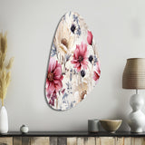 Pink And Beige Wildflower Paradise - Asymmetric Metal Wall Art