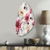 Pink And Beige Wildflower Paradise - Asymmetric Metal Wall Art