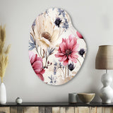 Pink And Beige Wildflower Paradise - Asymmetric Metal Wall Art