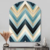 Tiles Blue And White Chevron Dreams - Asymmetric Metal Wall Art