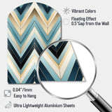 Tiles Blue And White Chevron Dreams - Asymmetric Metal Wall Art