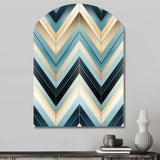 Tiles Blue And White Chevron Dreams - Asymmetric Metal Wall Art