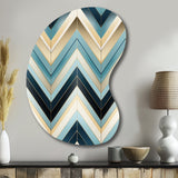 Tiles Blue And White Chevron Dreams - Asymmetric Metal Wall Art