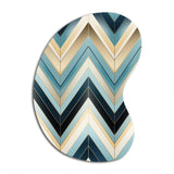 Tiles Blue And White Chevron Dreams - Asymmetric Metal Wall Art