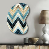 Tiles Blue And White Chevron Dreams - Asymmetric Metal Wall Art