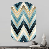 Tiles Blue And White Chevron Dreams - Asymmetric Metal Wall Art