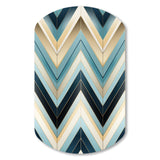 Tiles Blue And White Chevron Dreams - Asymmetric Metal Wall Art