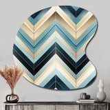 Tiles Blue And White Chevron Dreams - Asymmetric Metal Wall Art