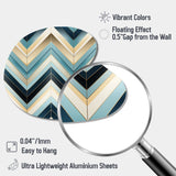 Tiles Blue And White Chevron Dreams - Asymmetric Metal Wall Art