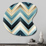 Tiles Blue And White Chevron Dreams - Asymmetric Metal Wall Art